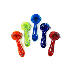3" Hand Pipe Spoon Firt Glass with Swirling Lines