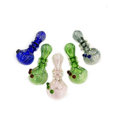 4.5" Hand Pipe Spoon with Double Ring and Bubble Trap Art