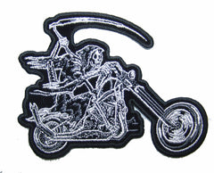 GRIM REAPER MOTORCYCLE RIDER 4 IN EMBROIDERED PATCH (sold by the piece )