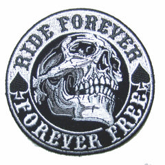 SPADES RIDE FOREVER SKULL 4 IN EMBROIDERED PATCH (sold by the piece )