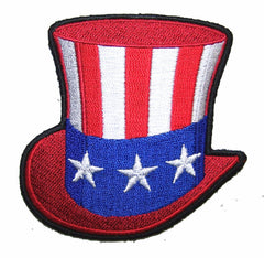 UNCLE SAM AMERICAN FLAG HAT 3 IN EMBROIDERED PATCH (sold by the piece )
