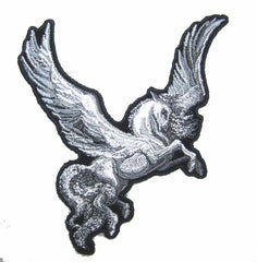 FLYING PEGASUS WITH WINGS 5 IN EMBROIDERED PATCH (sold by the piece )