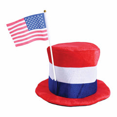 Plush Patriotic Top Hat With American Flag (EACH)