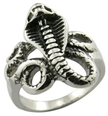 COBRA SNAKE STAINLESS STEEL BIKER RING ( sold by the piece )