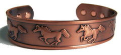 RUNNING HORSES PURE COPPER SIX MAGNET CUFF BRACELET ( sold by the piece )