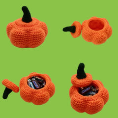 1707BA Crochet Pumpkin Basket for Halloween Decoration, Knitting Doll, Gift for Halloween Party - WHOLESALE USA SUPPLY