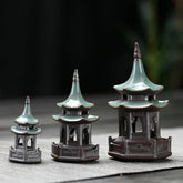 Tea Pet Ornaments Octagonal Pagoda Feng Shui Mini Garden Accessories Ceramic Decorations for Home Decore Black Tea Play