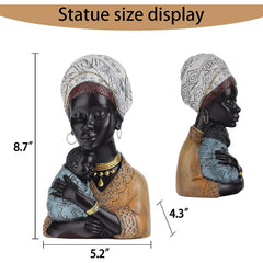 African Women Statues Mother Son Sculpture Desk Decor Figurines Resin Bust Sculpture For Living Room Desktop Shelf Mother Gift