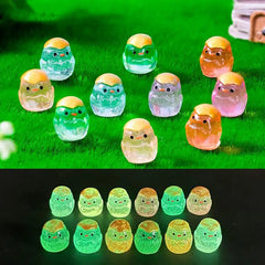 10pcs/Set Luminous Mini Animals Trees Micro Landscape Ornament Outdoor Glowing Miniature Statue Potted Garden Home Decoration