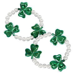 Green and White Shamrock Bracelets (DZ)