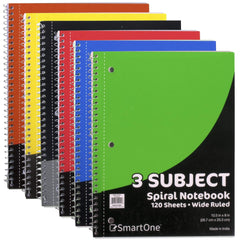 Bulk Trailmaker 3-Subject Notebook, Wide Ruled, 120 Sheets