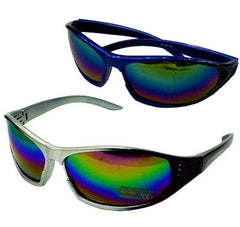 MENS WRAP AROUND RAINBOW LENSE SUNGLASSES (Sold by the dozen)
