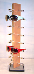 WOODEN BROWN 8 PAIR SUNGLASS DISPLAY RACK (Sold by the piece) *- CLOSEOUT NOW $18.00 EA