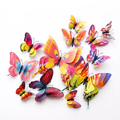 1607BA New Style 12Pcs Double Layer 3D Butterfly Wall Stickers Home Room Decor Butterflies For Wedding Decoration Magnet Fridge Decals