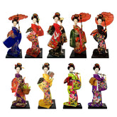0907BA Ethnic Japanese Geisha Dolls Resin Kimono Dolls Miniature Figurines Vintage Style Lady Statue for Home Tabletop Decoration