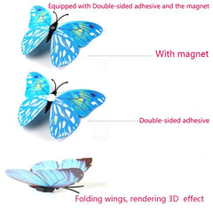1607BA New Style 12Pcs Double Layer 3D Butterfly Wall Stickers Home Room Decor Butterflies For Wedding Decoration Magnet Fridge Decals