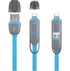 3 FT 2 in 1 Exchangeable Head Multi Cable for Phone & Android/ Micro USB * 5 COLORS* (sold by the piece or dozen)