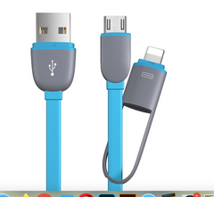 3 FT 2 in 1 Exchangeable Head Multi Cable for Phone & Android/ Micro USB * 5 COLORS* (sold by the piece or dozen)