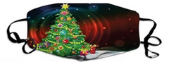 CHRISTMAS TREE HOLIDAY REUSABLE WASHABLE COTTON MASK with filter included (sold by the piece or dozen)