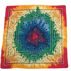 TIE DYE MULTI COLOR PAISLEY DESIGN BANDANNA 100% COTTON ( sold by the piece or dozen )