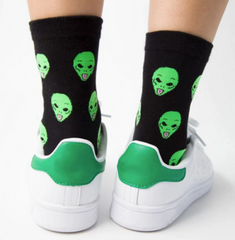 TONGUE OUT ALIEN HEAD Unisex Crew Socks (sold by the pair)