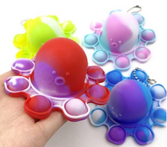 4" OCTOPUS KEYCHAIN REVERSIBLE BUBBLE POP IT SILICONE STRESS RELIEVER TOY (sold by the piece or dozen))