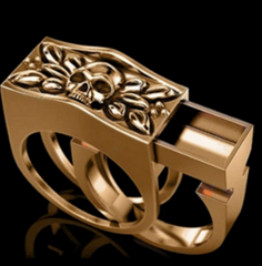 ROSE GOLD HIDDEN COMPARTMENT SKULL METAL BIKER RING (sold by the piece)