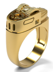 GOLD LIGHTER SHAPED METAL BIKER RING ( sold by the piece)