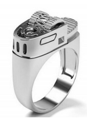 SILVER LIGHTER SHAPED METAL BIKER RING ( sold by the piece)