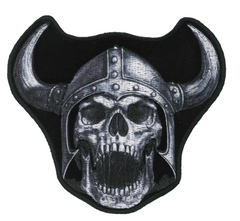 VIKING SKULL 3 X 3.5 INCH EMBROIDERED PATCH (sold by the piece )