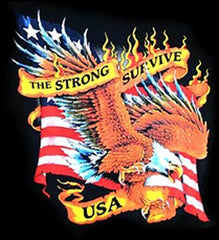 THE STRONG SURVIVE EAGLE BLACK SHORT SLEEVE TEE-SHIRT (Sold by the piece)