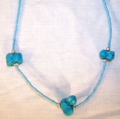 TURQUOISE NUGGET BEAD NECKLACES ( sold by the piece or dozen )