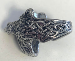 VIKING MAN W BEAR HEAD METAL BIKER RING * * SILVER OR BLACK*(sold by the piece)