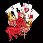 DEVIL WOMAN PLAY CARDS CLOTH 45 INCH WALL BANNER / FLAG (Sold by the piece) -* CLOSEOUT ONLY $ 2.95 EA