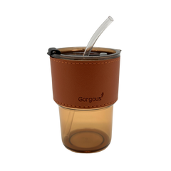 Customised Leather Grip Cup with Straw (Preorder)