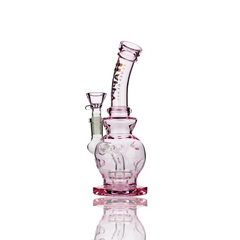 7" Happy Fumes Glass Pink Ice Punch Design Water Pipe with 14mm Male Bowl