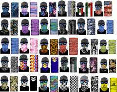 ASSORTED LOT OF SEAMLESS BANDANA MULTI FUNCTION WRAPS ( SOLD BY THE DOZEN ASSORTED STYLES)