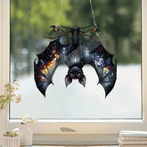 1707BA Bat Gothic Acrylic Window Hanging, 11.8 Inch Colorful Acrylic Bat Decorative Window Hanging, Halloween Decorative Hanging Window Panel, Acrylic Window Wall Art Decor For Living Room, Home, Office - WHOLESALE USA SUPPLY