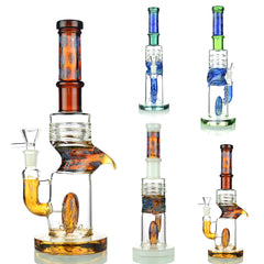 12" Water Pipe Zong Double Glass Tube with Dome Perc and 14mm Male Bowl