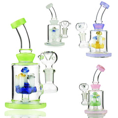 6" Slime Color Water Pipe with Mushroom Shower and 14mm Male Bowl