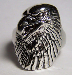 size 14 LARGE EAGLE HEAD DELUXE SIVER BIKER RING (Sold by the piece) *