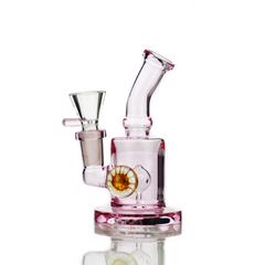 5" Pink Glass Water Pipe with Locket Design and 14mm Male Bowl
