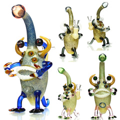 8" Four Eyes Monster Bong with Marble Glass Art and 14mm Male Bowl