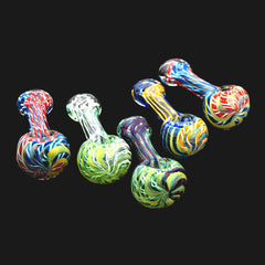 3.5" Hand Pipe Silver Fume Glass Inside Twisting Art