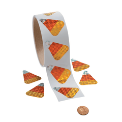 Candy Corn Prism Sticker Roll (100 stickers per roll) 4?› each