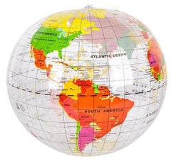 16 INCH CLEAR SEE THROUGH WORLD GLOBE INFLATABLE ( sold by the piece or dozen )