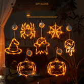 1707BA Halloween Decoration Lights Pumpkin Spider Bat LED Sucker Lamp For Halloween Party Decoration Light Up Halloween Window Lights - WHOLESALE USA SUPPLY