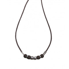 Dark Brown Wax Cord Necklace 18" With SIlver Beads (sold by the dozen)