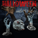 1707BA Halloween Decoration Horror Skull Head Garden Lawn Skull Ground Plug Set Creepy Props Trick or Treat Party Supplies Decoration - WHOLESALE USA SUPPLY