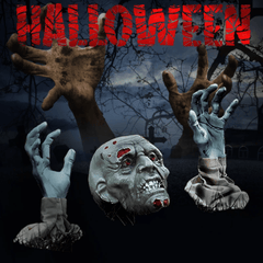 1707BA Halloween Decoration Horror Skull Head Garden Lawn Skull Ground Plug Set Creepy Props Trick or Treat Party Supplies Decoration - WHOLESALE USA SUPPLY